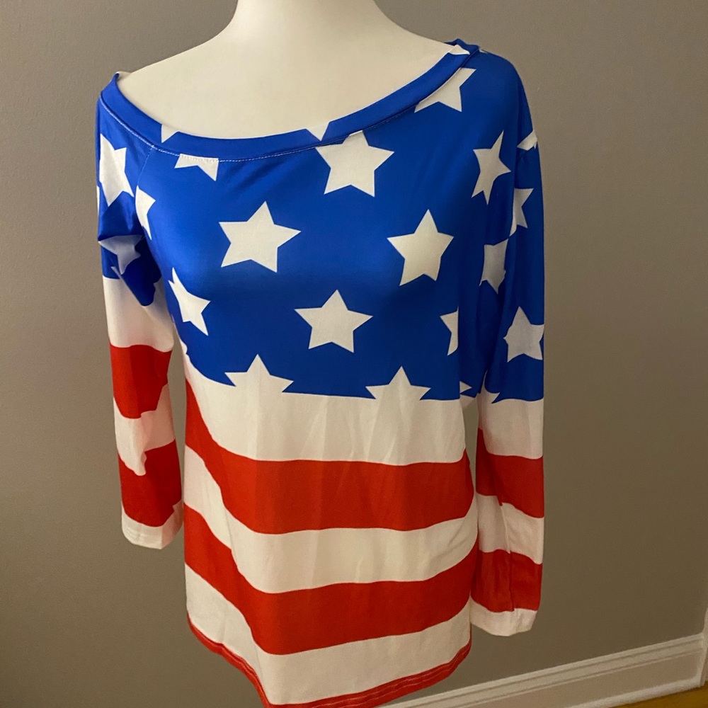 NWT. Red White & Blue “Flag” top. Size M